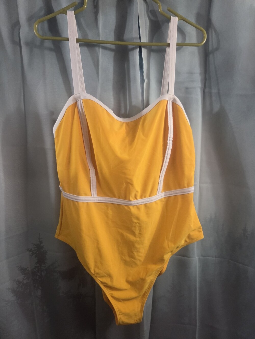 Forever 21 Yellow and White One-Piece Swim Suit
